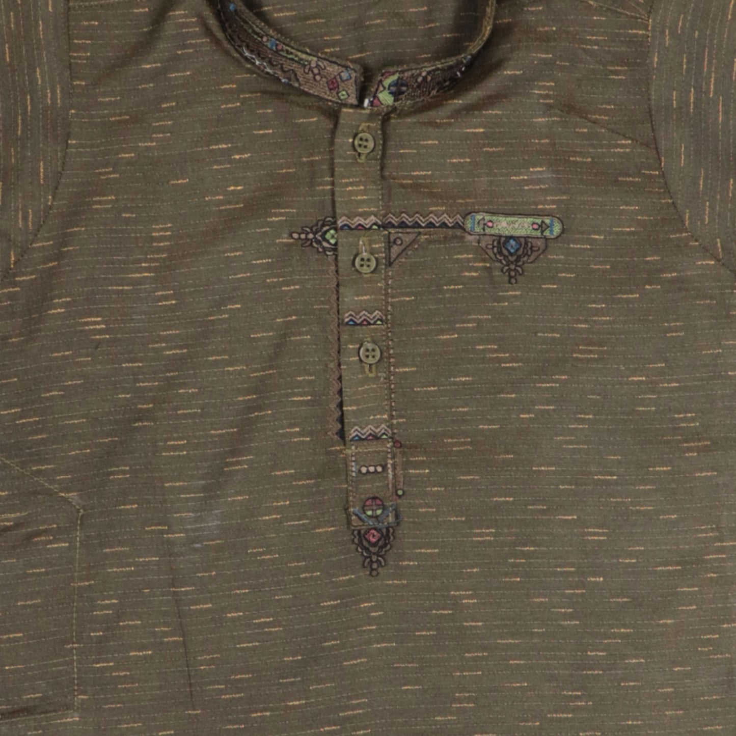 Green Shalwar Kameez in Brown Shade – Kids