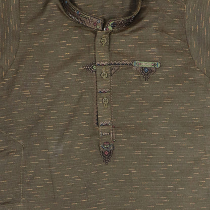 Green Shalwar Kameez in Brown Shade – Kids