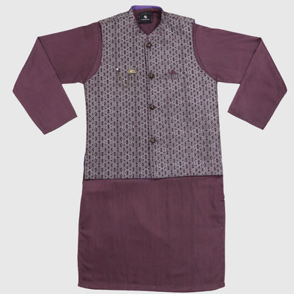 Purple Kurta Pajama with Waistcoat – Kids