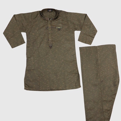 Green Shalwar Kameez in Brown Shade – Kids