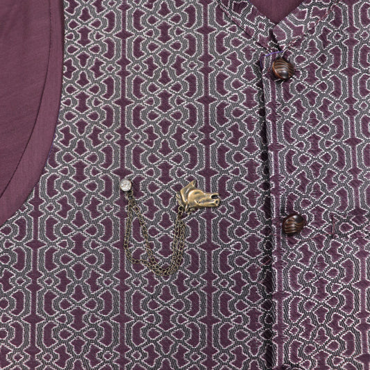 Purple Kurta Pajama with Waistcoat – Kids