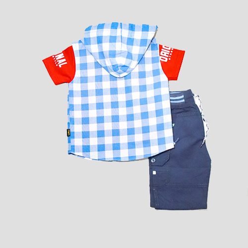 Kids’ Casual Checkered Hooded Set