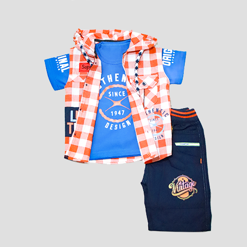 Kids’ Casual Checkered Hooded Set