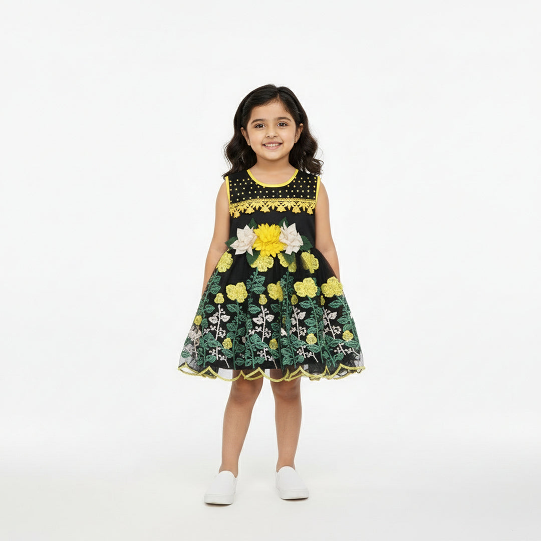 Black Floral Embroidered Dress