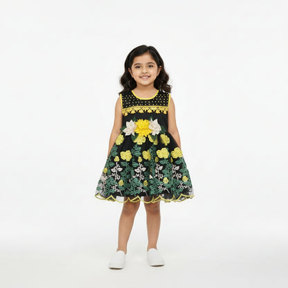 Black Floral Embroidered Dress