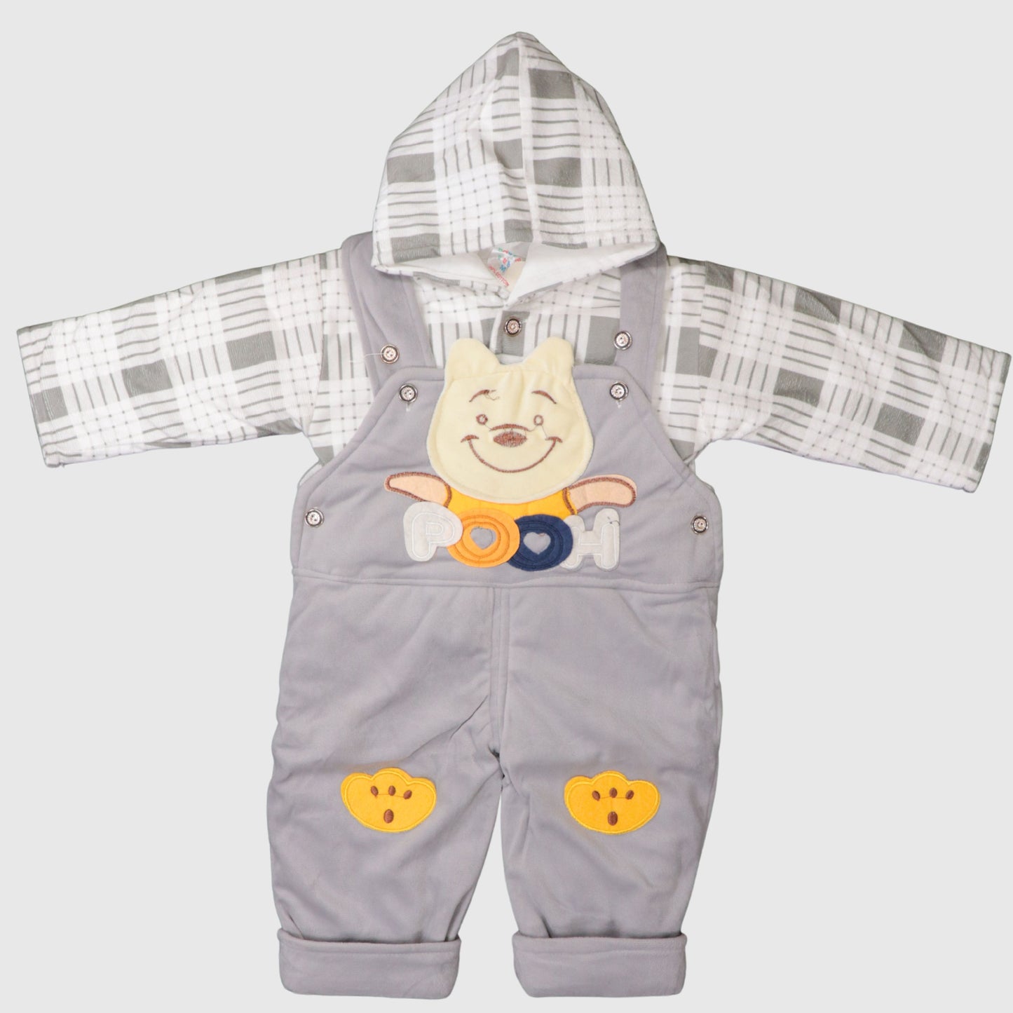 Grey Baby Hooded Romper (1-Piece)