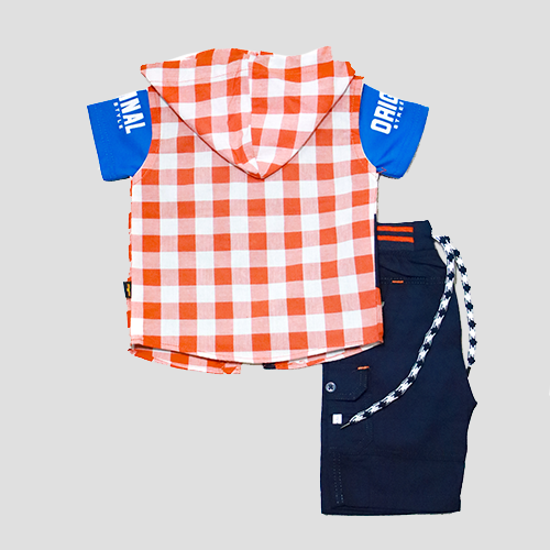 Kids’ Casual Checkered Hooded Set
