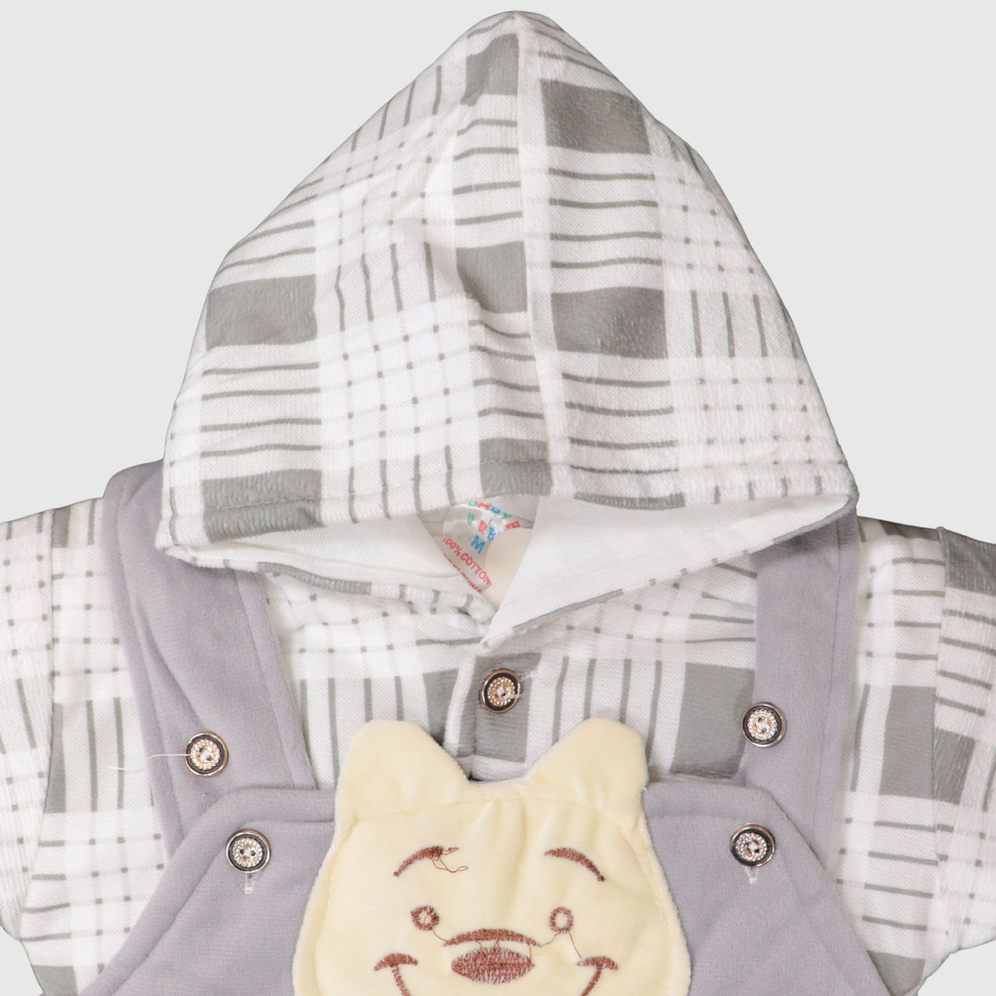 Grey Baby Hooded Romper (1-Piece)