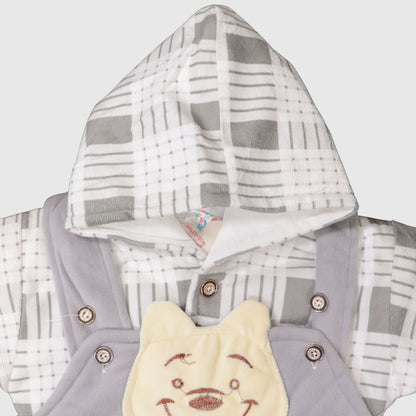 Grey Baby Hooded Romper (1-Piece)