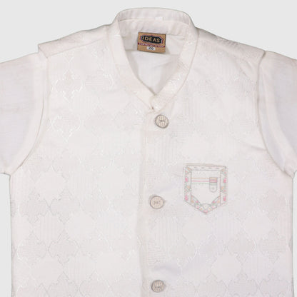 White Kurta Pajama with Waistcoat – Kids