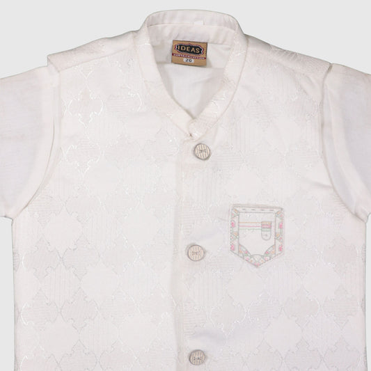 White Kurta Pajama with Waistcoat – Kids