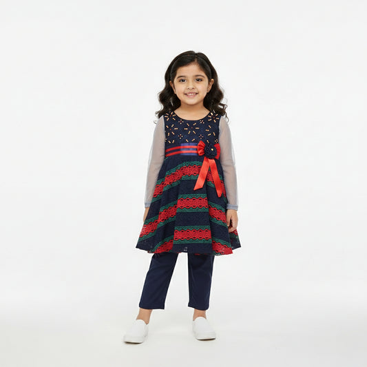 Midnight Blue Twirl Frock with Trouser