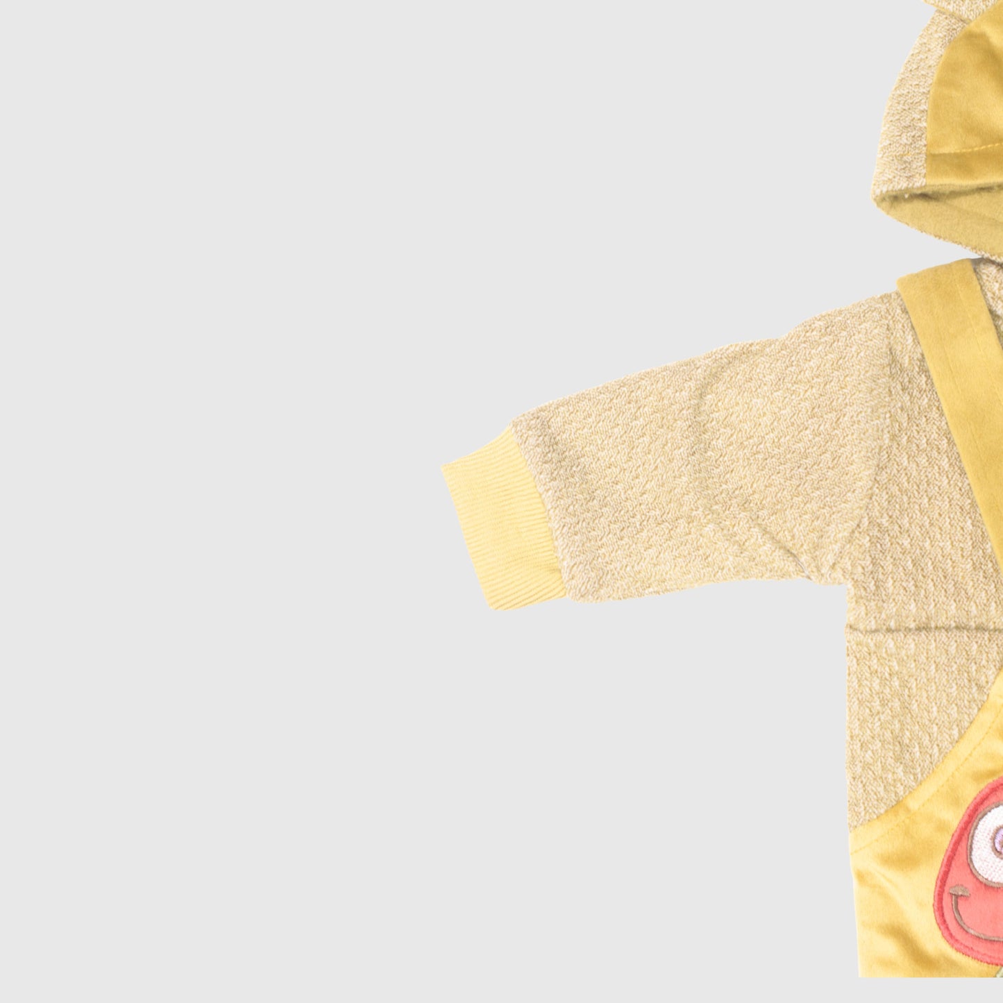 Yellow & Beige Baby Hooded Romper (1-Piece)