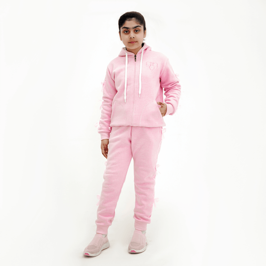 Baby Pink Fleece Tracksuit for Girls | Ages 3-14