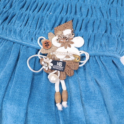 Blue Pleated Party Frock for Girls