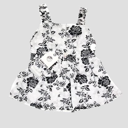 Twirl in Tradition – Girls’ Stylish Cotton Frock Black n White