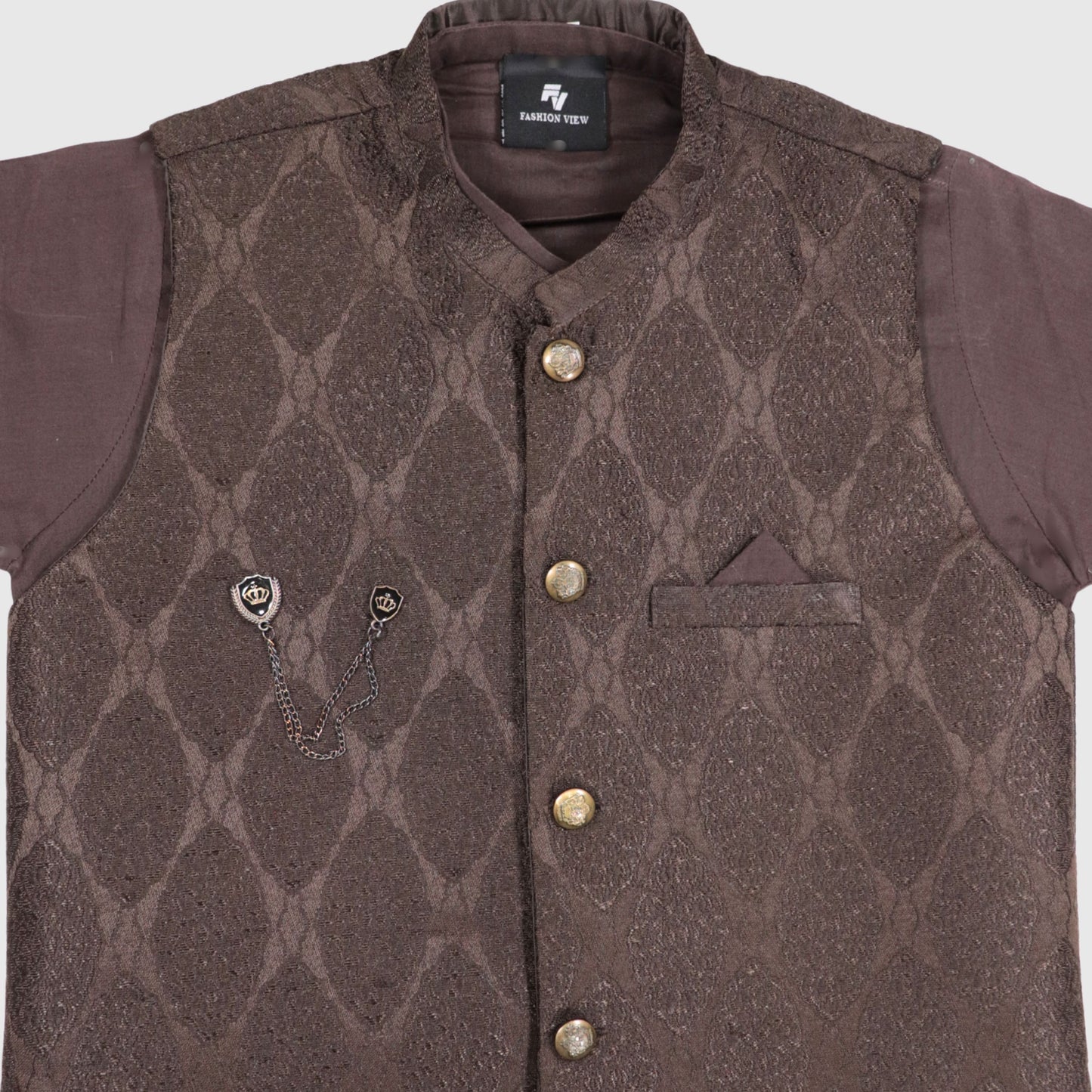 Chocolate Brown Kurta Pajama with Waistcoat – Kids