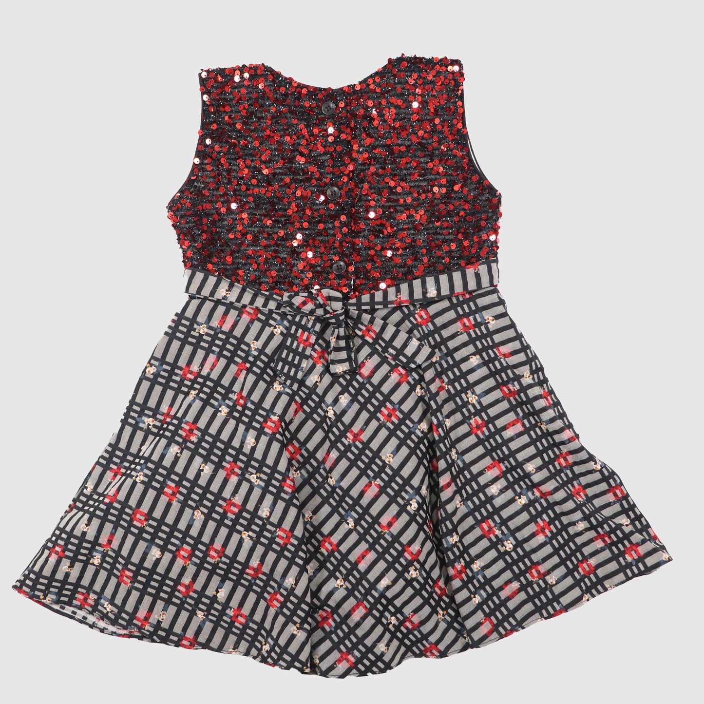 Girls' Plaid and Sequin Party Dress