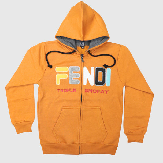 Bright Orange Full-Zip Hoodie for Boys