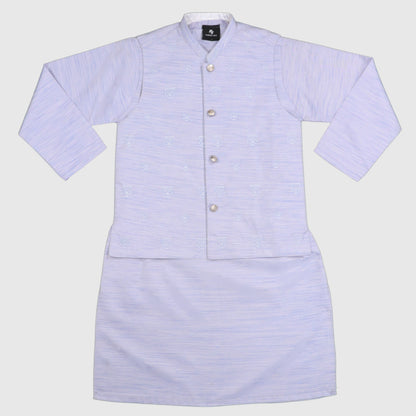 Light Purple Kurta Pajama with Waistcoat – Kids