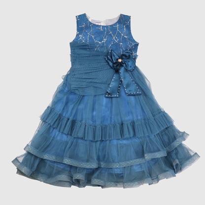 Midnight Blue Ruffled Princess Gown