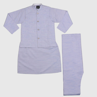 Light Purple Kurta Pajama with Waistcoat – Kids