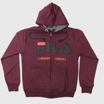 Dark Maroon Full-Zip Hoodie for Boys