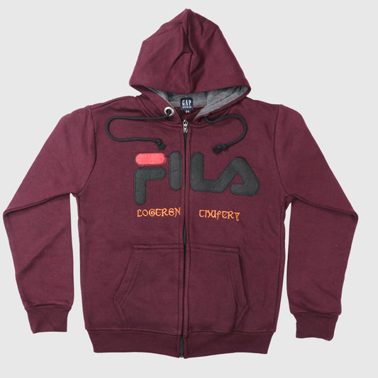 Dark Maroon Full-Zip Hoodie for Boys