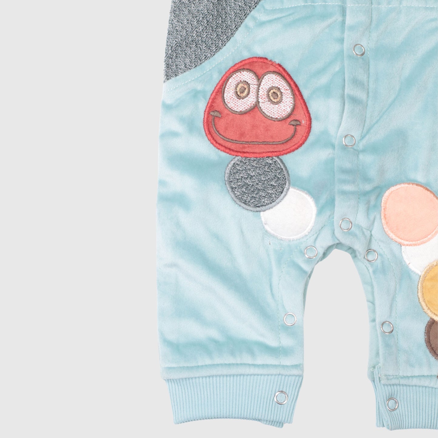 Grey & Blue Baby Hooded Romper (1-Piece)