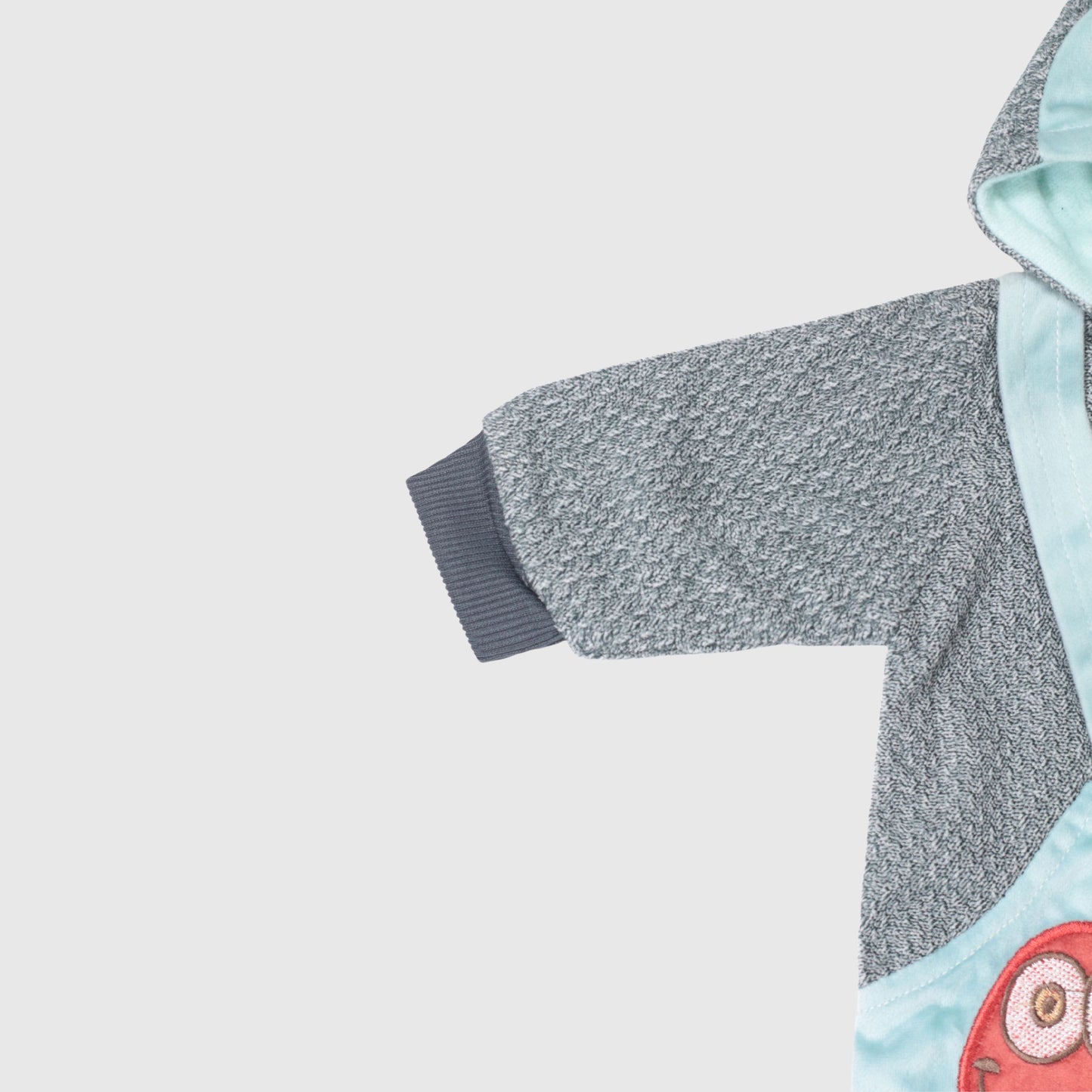 Grey & Blue Baby Hooded Romper (1-Piece)