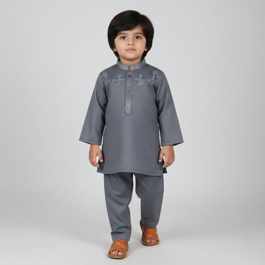 Dark Grey Kurta Pajama – Kids