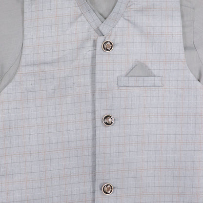 Grey Kurta Pajama with Waistcoat – Kids