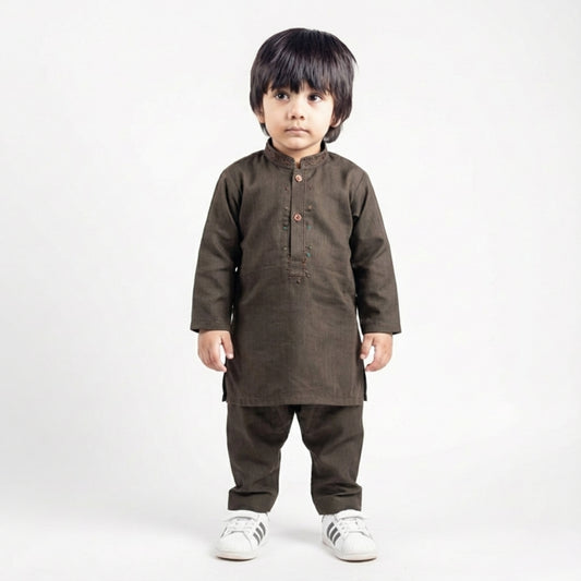 Dark Brown Kurta Pajama – Kids