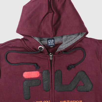 Dark Maroon Full-Zip Hoodie for Boys