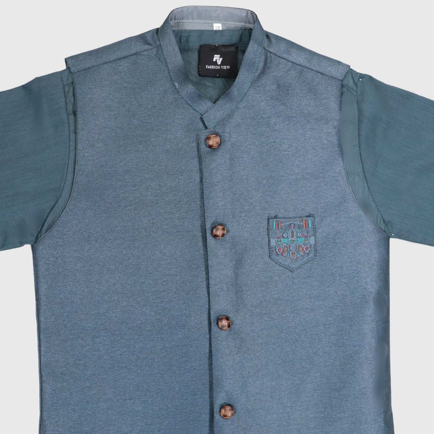 Blue Kurta Pajama with Waistcoat – Kids