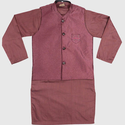 Maroon Kurta Pajama with Waistcoat – Kids