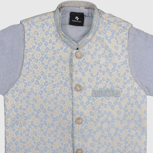 Light Blue Kurta Pajama with Waistcoat – Kids