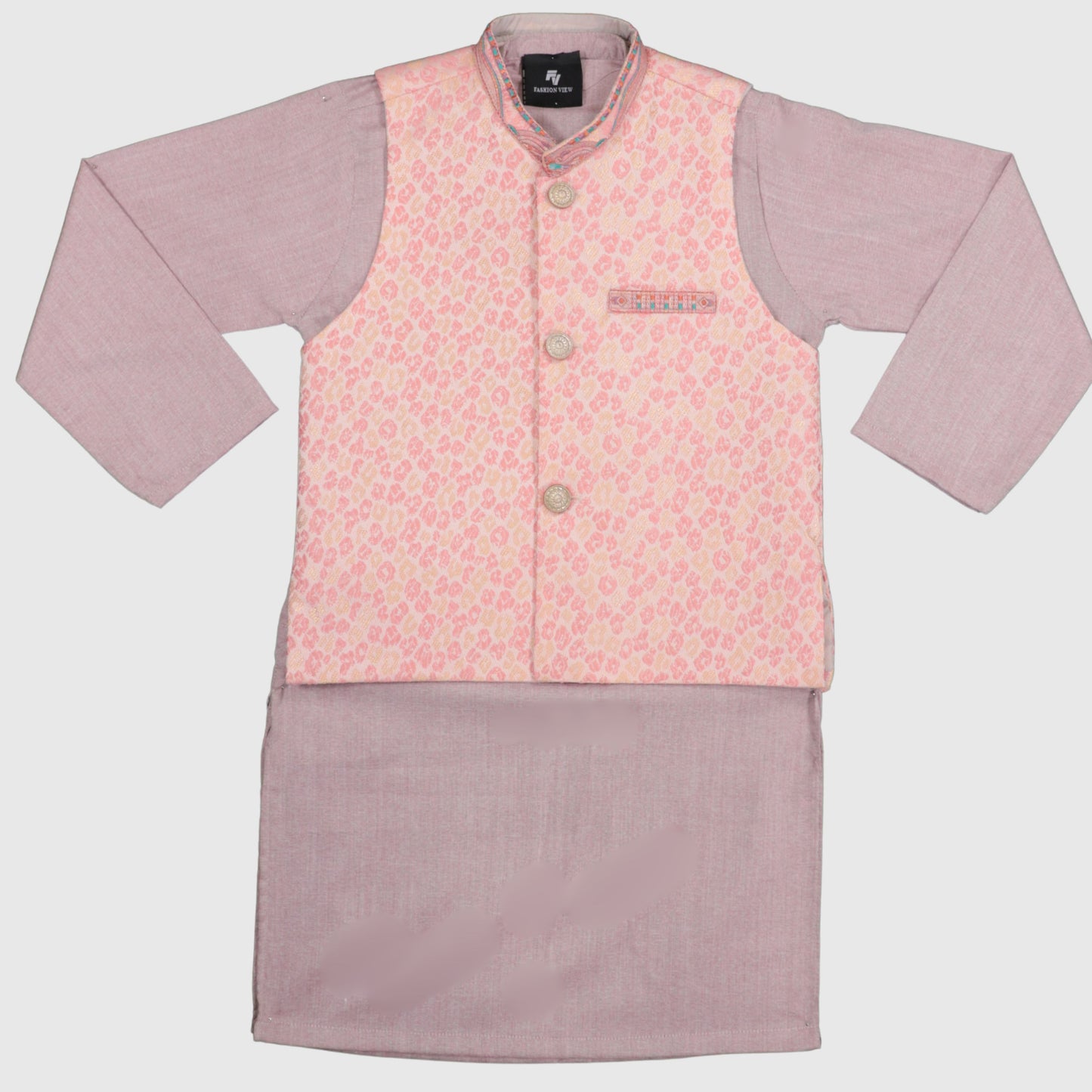 Light Purple Kurta Pajama with Waistcoat – Kids