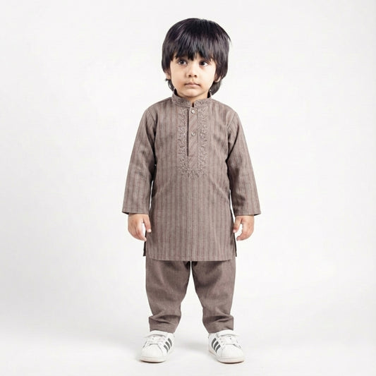 Greyish Brown Shalwar Kameez – Kids