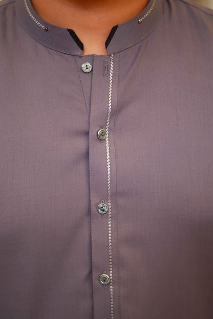 Grey Wash & Wear Semi-Formal Kameez Shalwar