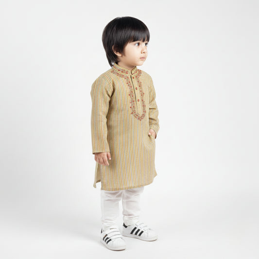 Brown Lining Shalwar Kameez – Kids
