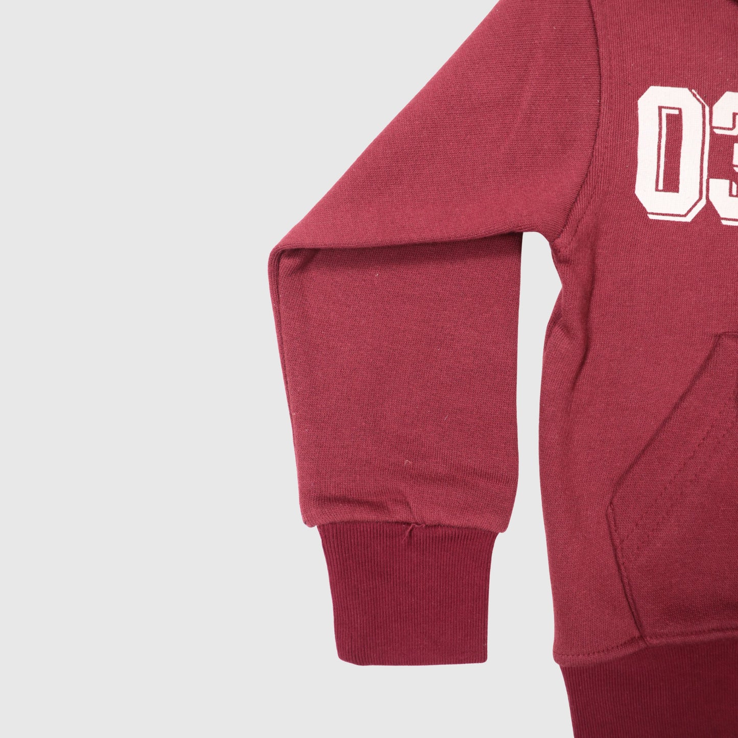 Maroon & Black Full-Zip Fleece Hoodie for Boys