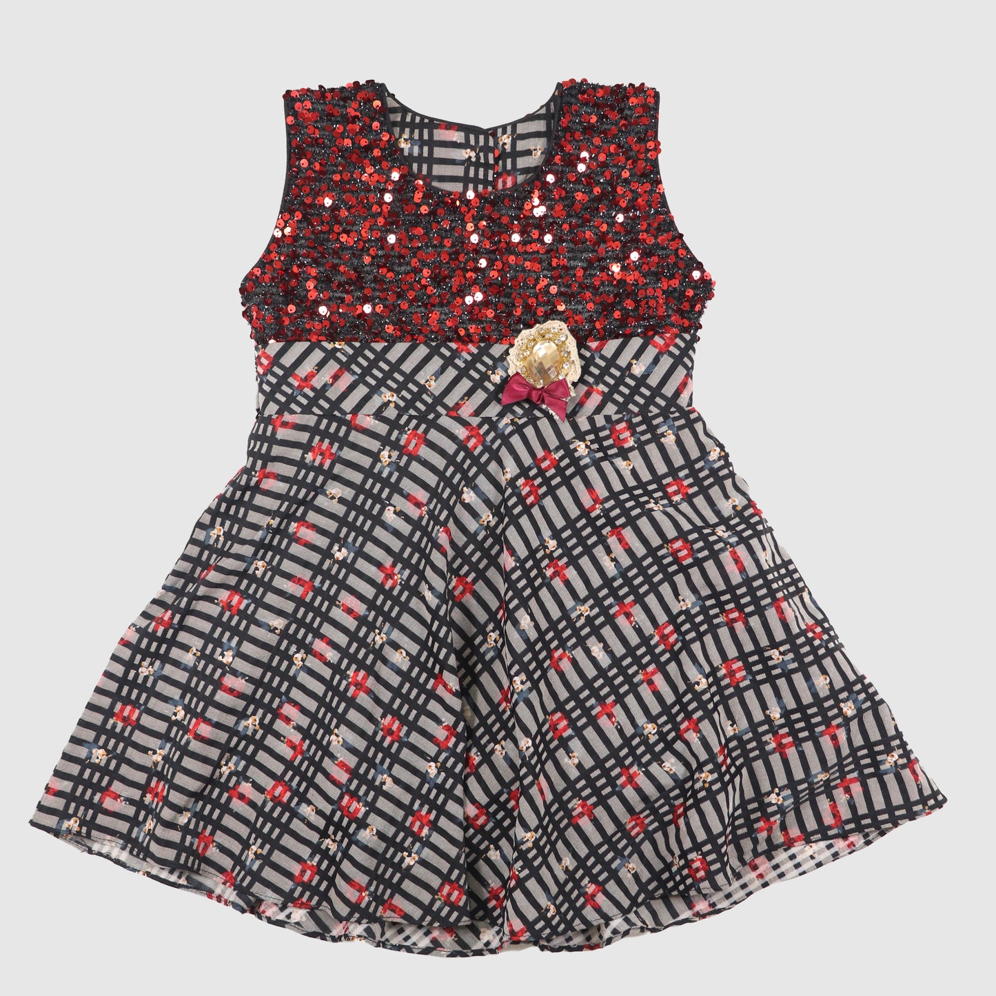 Girls' Embroidered Net Frock and Trouser Set