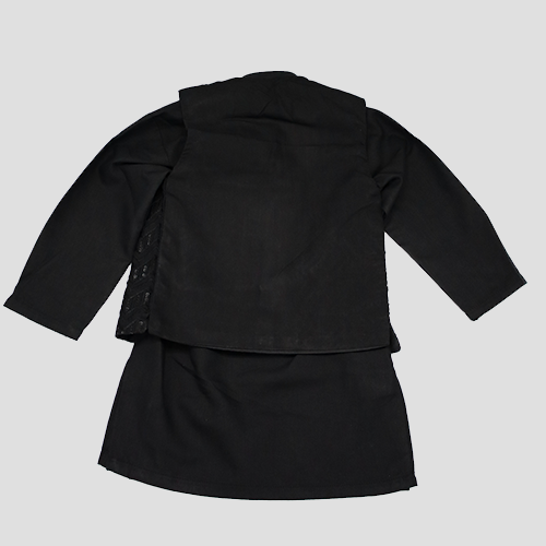 Boys Traditional Pakistani Kurta Set Black with waistcoat