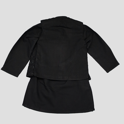 Boys Traditional Pakistani Kurta Set Black with waistcoat