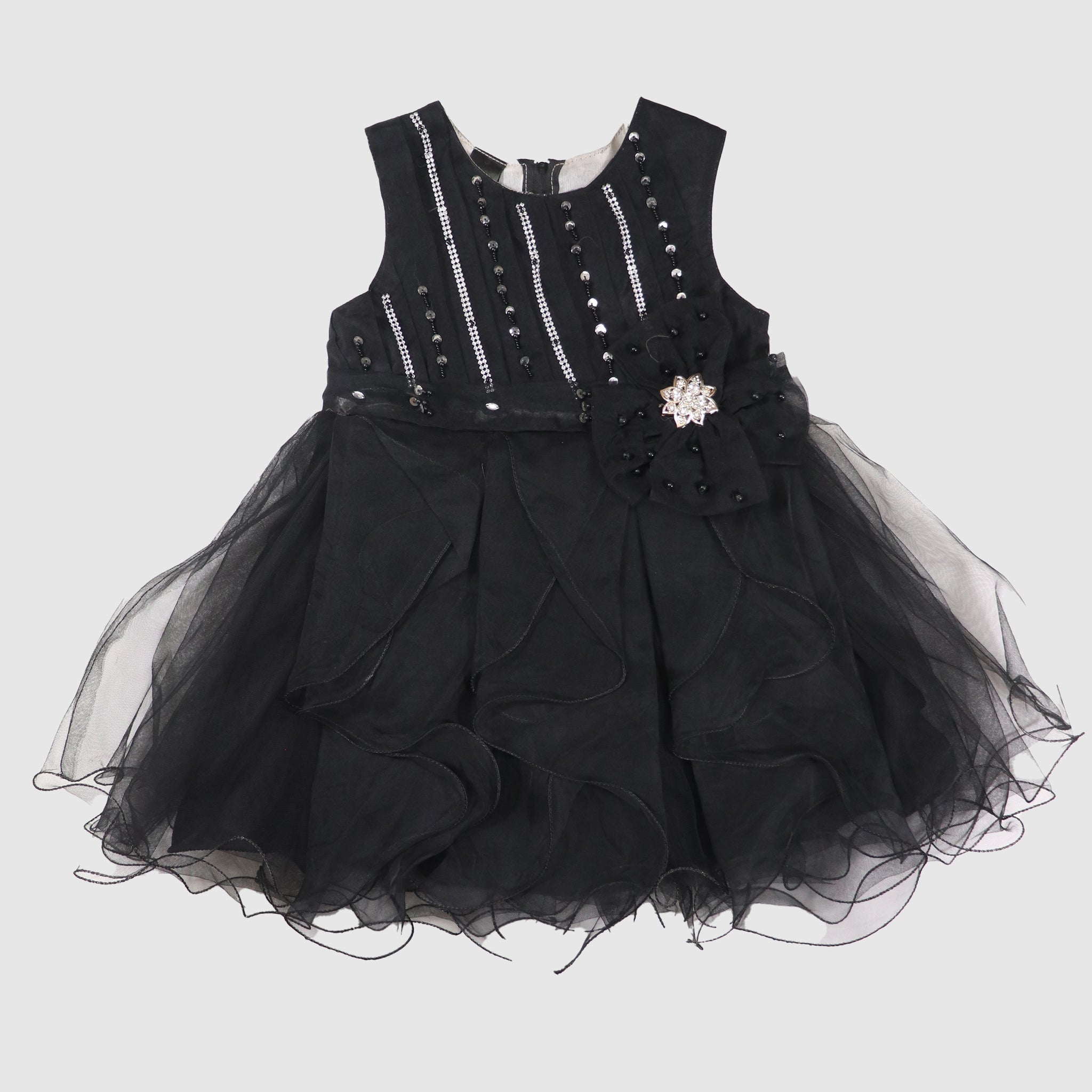 Girls' Sparkling Net Frock with Trouser Party Outfit