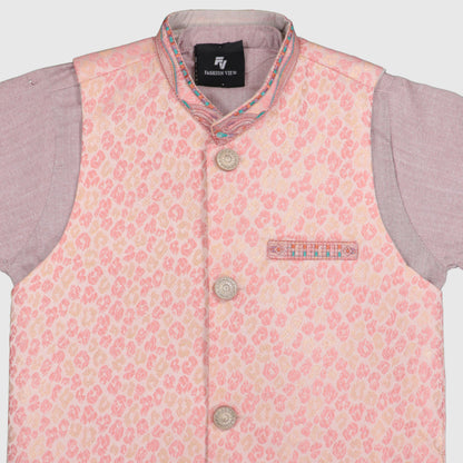 Light Purple Kurta Pajama with Waistcoat – Kids