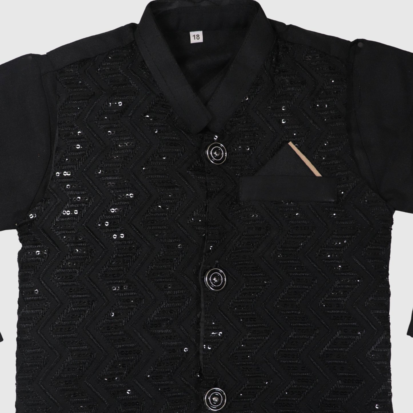 Black Kurta Pajama with Waistcoat – Kids