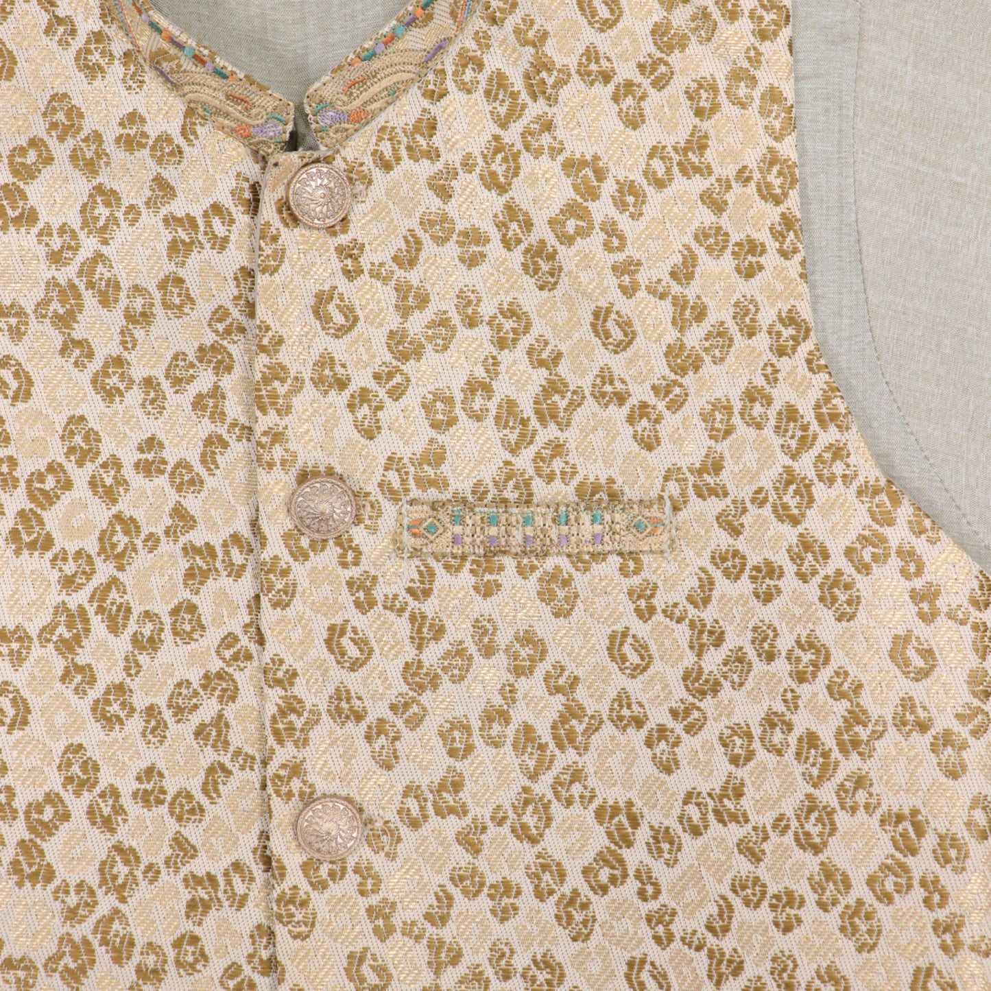 Light Beige Kurta Pajama with Waistcoat – Kids