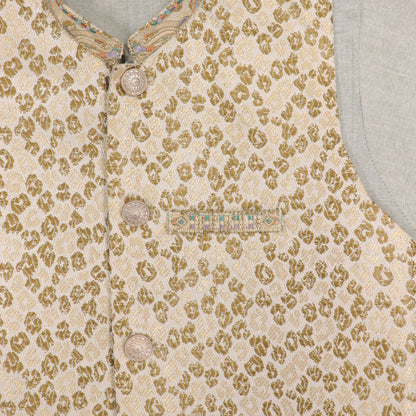 Light Beige Kurta Pajama with Waistcoat – Kids